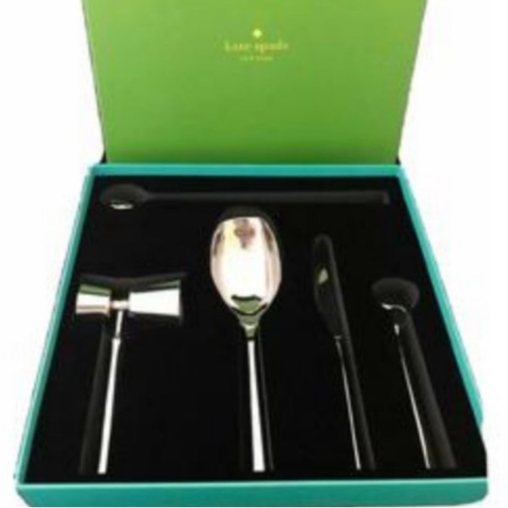 Kate Spade cocktail 5 piece silver bar set- NIB